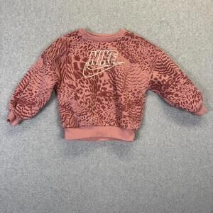 Nike Girls Size 2T Toddler Pink Animal Print Pullover Crewneck Sweater